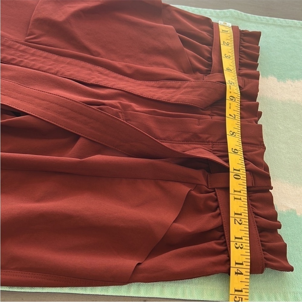 Athleta Skyline Paperbag Tie Waist Tapered Pants Rust Size 2 - Picture 9 of 13